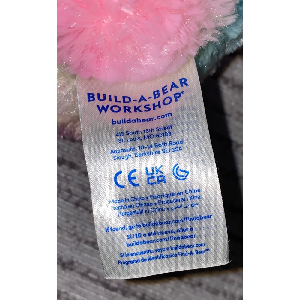 Build-A-Bear Workshop Pastel Swirl Tie Dye Plush Bear Pink Blue Yellow 18" - Picture 4 of 5